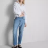 Orta bel, pamuklu denim düz paça Jean Orta bel, pamuklu denim düz paça Jean