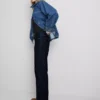 Orta bel, pamuklu denim düz paça Jean Orta bel, pamuklu denim düz paça Jean