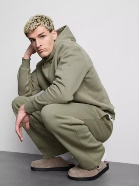 Oversized temel kapüşonlu sweatshirt