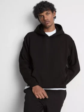 Oversized temel kapüşonlu sweatshirt