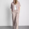 Oxford çizgili büzgülü pantolon Oxford çizgili büzgülü pantolon