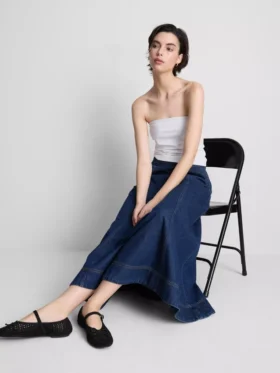 Pamuk ağırlıklı bandeau üst