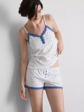 Pamuk ağırlıklı esnek kısa şortlu pijama