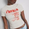 Pamuk ağırlıklı grafik desenli Havana bebek tişörtü