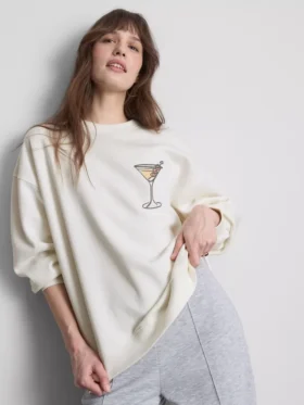 Pamuk ağırlıklı grafik desenli martini sweatshirt