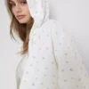 Pamuk ağırlıklı çiçek desenli, baştan aşağı fermuarlı kapüşonlu sweatshirt Pamuk ağırlıklı çiçek desenli, baştan aşağı fermuarlı kapüşonlu sweatshirt