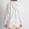 Pamuk ağırlıklı çiçek desenli, baştan aşağı fermuarlı kapüşonlu sweatshirt Pamuk ağırlıklı çiçek desenli, baştan aşağı fermuarlı kapüşonlu sweatshirt