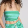 Pamuk ağırlıklı kısa çizgili bandeau üst