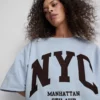 Pamuk ağırlıklı NYC sarkık kollu sweatshirt Pamuk ağırlıklı NYC sarkık kollu sweatshirt
