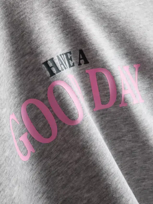Pamuk karışımlı desenli kapüşonlu sweatshirt Pamuk karışımlı desenli kapüşonlu sweatshirt