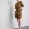 Pamuk karışımlı, kemerli safari blazer Pamuk karışımlı, kemerli safari blazer