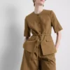 Pamuk karışımlı, kemerli safari blazer Pamuk karışımlı, kemerli safari blazer