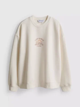 Pamuk karışımlı, rahat kesimli, desenli sweatshirt