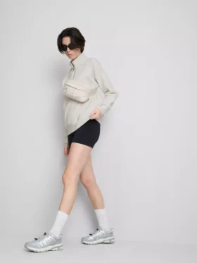 Pamuk karışımlı yarım fermuarlı sweatshirt