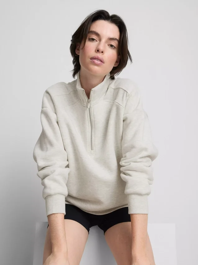 Pamuk karışımlı yarım fermuarlı sweatshirt Pamuk karışımlı yarım fermuarlı sweatshirt