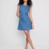 Pamuklu denim A kesim mini elbise Pamuklu denim A kesim mini elbise