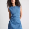 Pamuklu denim A kesim mini elbise Pamuklu denim A kesim mini elbise