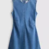 Pamuklu denim A kesim mini elbise Pamuklu denim A kesim mini elbise