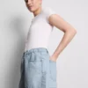 Pamuklu denim A kesim şort Pamuklu denim A kesim şort