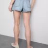 Pamuklu denim A kesim şort Pamuklu denim A kesim şort