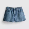 Pamuklu denim A kesim şort Pamuklu denim A kesim şort