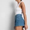 Pamuklu denim asimetrik sargılı etek-şort Pamuklu denim asimetrik sargılı etek-şort