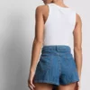 Pamuklu denim asimetrik sargılı etek-şort Pamuklu denim asimetrik sargılı etek-şort