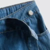 Pamuklu denim asimetrik sargılı etek-şort Pamuklu denim asimetrik sargılı etek-şort