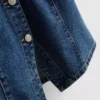 Pamuklu denim, belden büzgülü kısa kollu şortlar Pamuklu denim, belden büzgülü kısa kollu şortlar