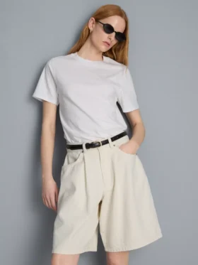 Pamuklu denim bermuda şortlar