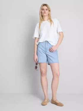 Pamuklu denim bermuda şortlar