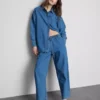 Pamuklu denim dar paça eşofman altı kot pantolon Pamuklu denim dar paça eşofman altı kot pantolon