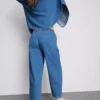 Pamuklu denim dar paça eşofman altı kot pantolon Pamuklu denim dar paça eşofman altı kot pantolon