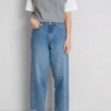 Pamuklu denim, daralan düz paça Jean Pamuklu denim, daralan düz paça Jean