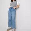 Pamuklu denim, daralan düz paça Jean Pamuklu denim, daralan düz paça Jean