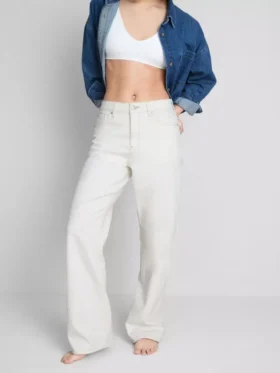Pamuklu denim düz paça Jean