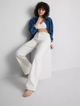 Pamuklu denim düz paça Jean