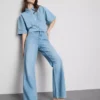 Pamuklu denim düz paça Jean Pamuklu denim düz paça Jean