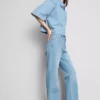Pamuklu denim düz paça Jean Pamuklu denim düz paça Jean