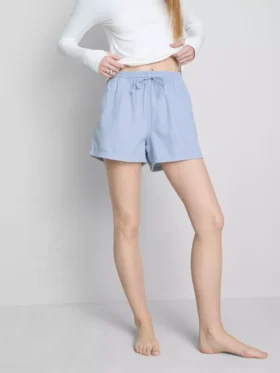 Pamuklu denim eşofman şortu