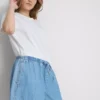 Pamuklu denim eşofman şortu Pamuklu denim eşofman şortu