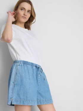 Pamuklu denim eşofman şortu