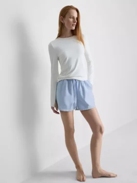 Pamuklu denim eşofman şortu
