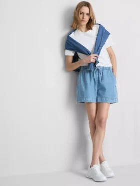 Pamuklu denim eşofman şortu