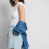 Pamuklu denim eşofman şortu Pamuklu denim eşofman şortu