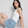 Pamuklu denim eşofman şortu Pamuklu denim eşofman şortu