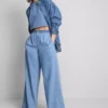 Pamuklu denim geniş paça eşofman altı Pamuklu denim geniş paça eşofman altı