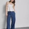 Pamuklu denim geniş paça eşofman altı Pamuklu denim geniş paça eşofman altı