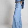 Pamuklu denim geniş paça eşofman altı Pamuklu denim geniş paça eşofman altı
