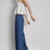 Pamuklu denim geniş paça eşofman altı Pamuklu denim geniş paça eşofman altı